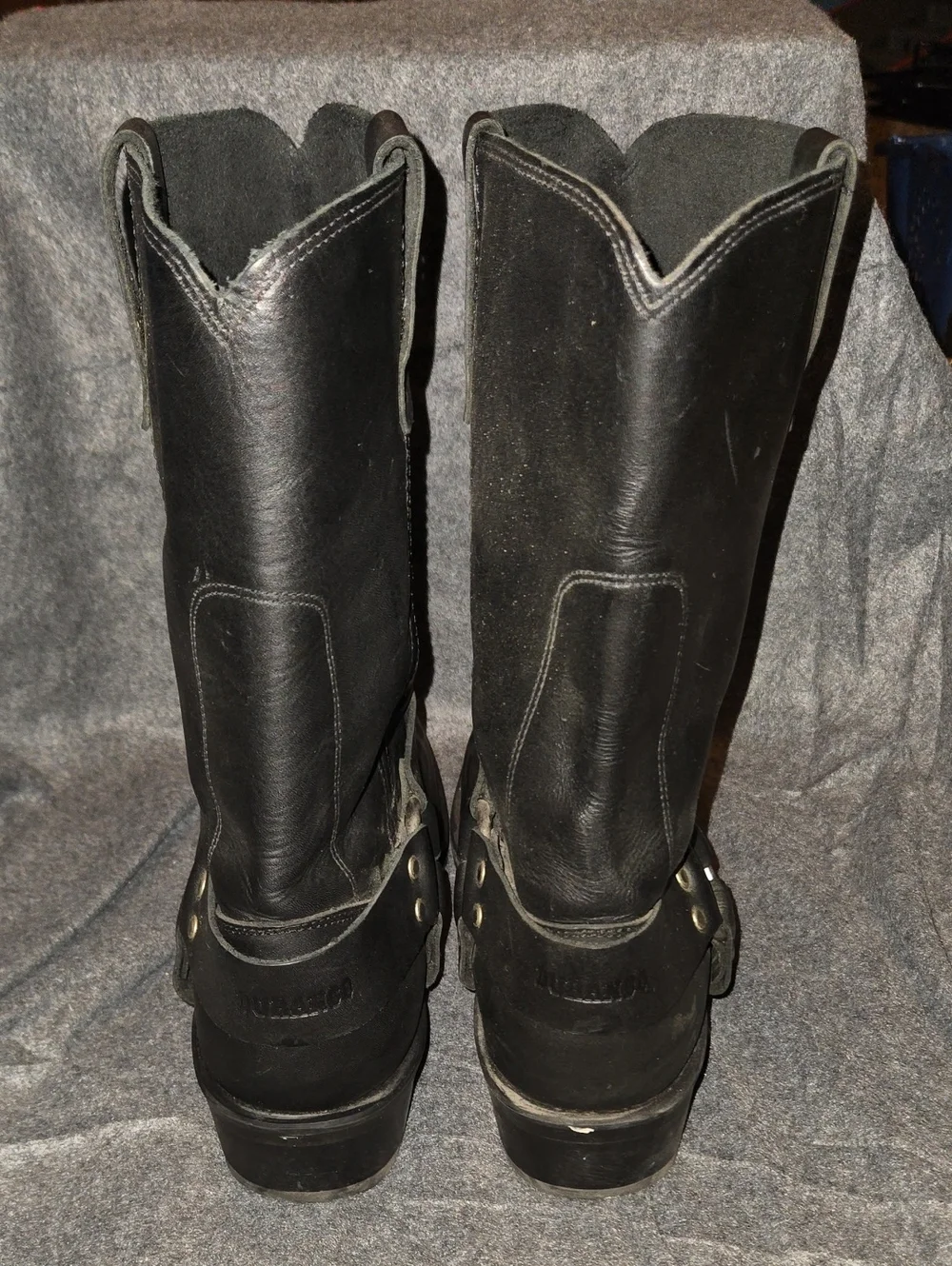 Durango Men's Black Leather Harness Biker Boots Square Toe Size 13 D